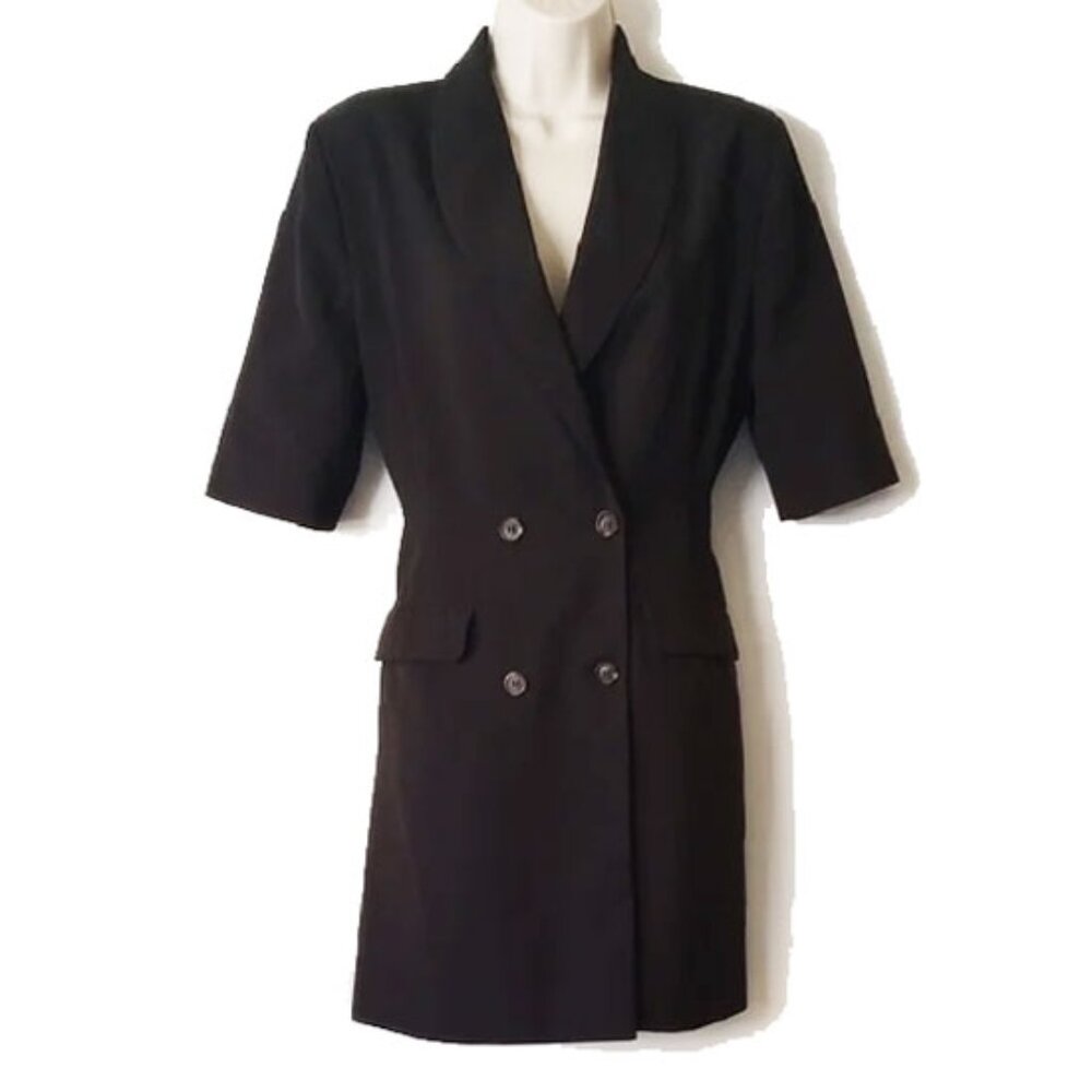 PLT Double Breasted Blazer Dress 8 Fully Lined Black